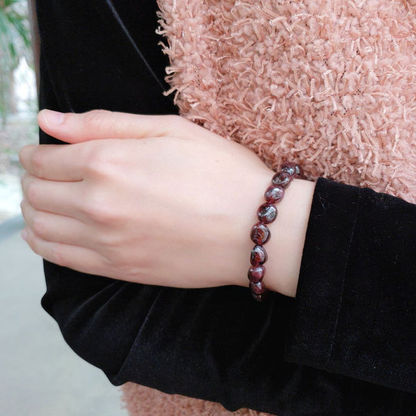 1 Strand Stretch Natural Garnet Free Form Gemstone Bracelet, 7-10mm Beads, Length Selections: 7 inch/7.5 inch