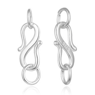 5pcs 925 Sterling Silver Small S Hook Clasps, with Closed Rings, Size Selections: 7mm/10mm