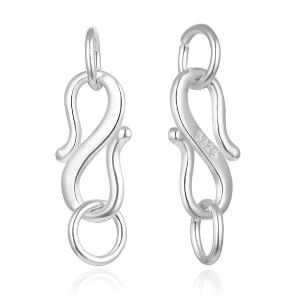 5pcs 925 Sterling Silver Small S Hook Clasps, with Closed Rings, Size Selections: 7mm/10mm