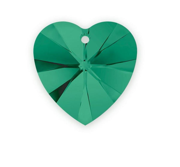 20pcs Top Drilled Valentine Heart Drop Crystal Beads, May Emerald Green Birthstone Beads, 10mm, Hole ID 1mm, BB15-5