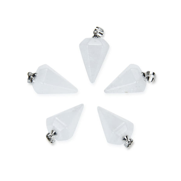 2pcs Natural White Quartz Clear Crystal Gemstone Pendant Drops, 25mm, G2P-M6
