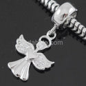 1pc Real 925 Sterling Silver Winged Angel Religious Cubic Zirconia CZ Charm Pendant, Compatible with Pandora All Other Charm Bracelet, EC7-D3