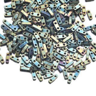 10g Miyuki Quarter Tila Seed Beads 5x1.2mm Matte Metallic Iris Green Patina QTL2008