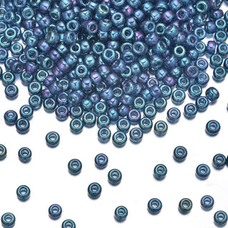 50g Miyuki Rocaille 8/0 Seed Bead Translucent Gold Luster Capri Blue RR-314