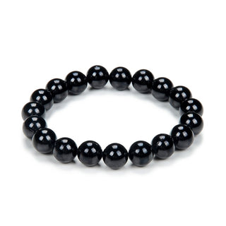 1 Strand Stretch Natural Grade A Black Tourmaline Beaded Gemstone Bracelet, 8mm Bead, Length Selections: 7 inch/7.5 inch/8 inch/8.5 inch