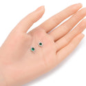 2pcs 925 Sterling Silver 6mm May Birthstone Links, Tarnish Resistant, Emerald Green Cubic Zirconia Gemstone Connector, SXP10-5