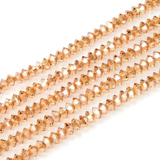 200pcs Creative Club Faceted Flat Bicone Rondelle Crystal Glass Beads #5305, Golden Shadow, 6x4mm Small, Hole ID 1mm, CC3R628