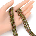 Natural Unakite Jasper Gemstone Heishi Tube Rondelle Beads, 4x2mm/Small, Hole ID 0.9mm, 14.5 Inch/1 Strand, GH-C16