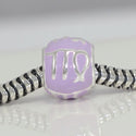 1pc 925 Sterling Silver Virgo Zodiac Sign Bead Charm Light Purple Enamel, Compatible with Pandora All Other Charm Bracelets, EC54