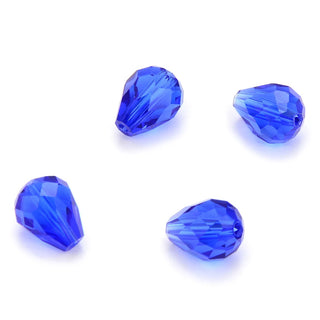 24pcs Adabele Austrian Faceted Teardrop Crystal Beads #5500, Sapphire Blue, 10mm x 8mm, Hole ID 1.1mm, SST-1013