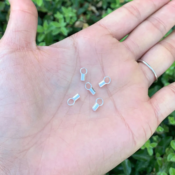 20pcs 925 Sterling Silver Crimp End Caps, Cord End Caps, Hole ID Selections: 1.5mm/2mm/2.5mm/3mm