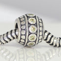 1pc 925 Sterling Silver Round November Birthstone Bead Charm, Yellow Topaz Cubic Zirconia CZ, 10x8mm, Hole ID 4.5mm, EC1-F11