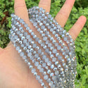 500pcs Creative Club Faceted Rondelle Crystal Glass Beads, Silver Shade, 6x4mm, Hole ID 1mm, CCR632
