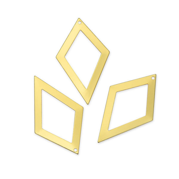 10pcs 41mm Large Rhombus Diamond Links, Tarnish Resistant, 18K Yellow Gold Plated Brass, BFW-A19