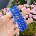 1 Strand Stretch Natural Blue Agate Beaded Gemstone Bracelet, 8mm Bead, Length Selections: 7 inch/7.5 inch/8 inch/8.5 inch