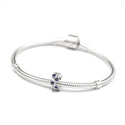 Real 925 Sterling Silver Charm, September Birthstone Spacer Bead, Cubic Zirconia CZ Blue...