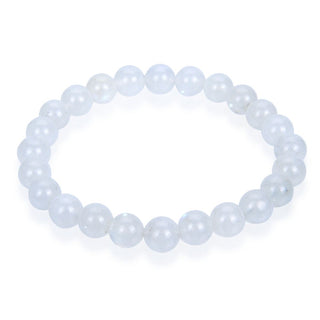 1 Strand Stretch Natural Blue Flash Moonstone Beaded Gemstone Bracelet, 8mm Bead, Length Selections: 7 inch/7.5 inch/8 inch/8.5 inch