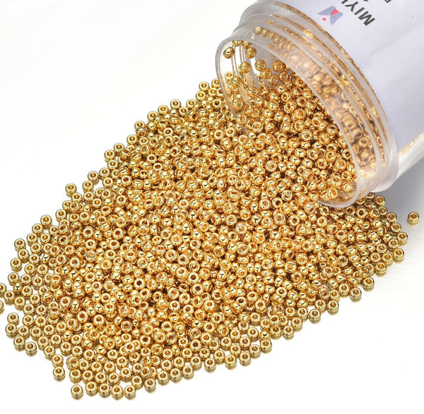 25g Miyuki Rocaille 11/0 Seed Beads Opaque 24Kt Gold-plated Light RR-193