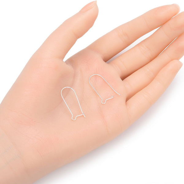 10pcs 925 Sterling Silver Kidney Earring Hooks, 0.7mm/21 Gauge, Length Selections: 20mm/25mm/30mm/36mm