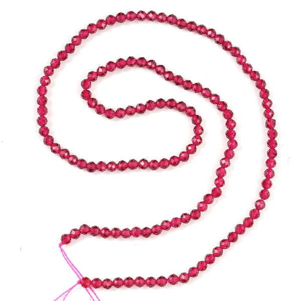 Natural Garnet Red Jade Gemstone Faceted Round Beads, 3mm/Small Tiny, Hole ID 0.8mm, 2 Strands/26 Inch Total, GH3R-3