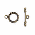Adabele 20 Sets Flower Toggle Clasp, T-Bar Jewelry Closure, 14mm (0.55 Inch), Tarnish Resistant Antique Bronze, MC-AF62