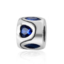 Real 925 Sterling Silver Heart Bead, September Birthstone Charm Cubic Zirconia CZ Blue Sapphire...
