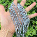 200pcs Creative Club Faceted Flat Bicone Rondelle Crystal Glass Beads #5305, Crystal Silver Shade, 6x4mm Small, Hole ID 1mm, CC3R632