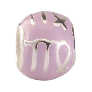 925 Sterling Silver Virgo Zodiac Sign Bead Charm Light Purple Enamel, Compatible with Pandora...