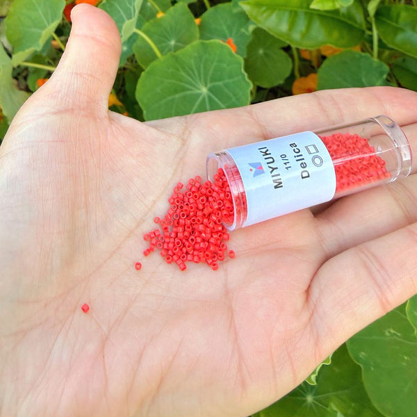 30g Miyuki Delica 11/0 Seed Beads, Opaque Dark Red DB723