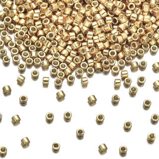 30g Miyuki Delica 11/0 Seed Beads, Duracoat Opaque Galvanized Gold DB1832
