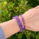 1 Strand Stretch Natural Grade A Purple Amethyst Beaded Gemstone Bracelet, 6mm Beads, Length Selections: 7 inch/7.5 inch/8 inch