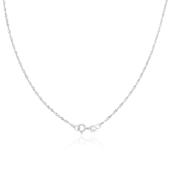 1pc 925 Sterling Silver Singapore Link Chain Necklace, 1.4mm, Length Selections: 18 inch/20 inch/22 inch