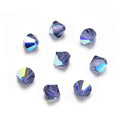 100pcs Preciosa Faceted Bicone Crystal Beads, Tanzanite AB, Size Selections: 3mm/4mm/6mm