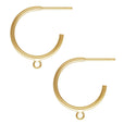 2pcs Real 1/20 14K Gold Filled C Hoop Earring Posts with Open Ring, 15mm, JK1-W2