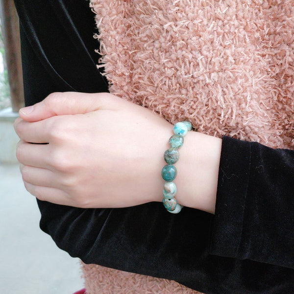 1 Strand Stretch Natural Chrysocolla Free Form Gemstone Bracelet, 7-10mm Beads, Length Selections: 7 inch/7.5 inch