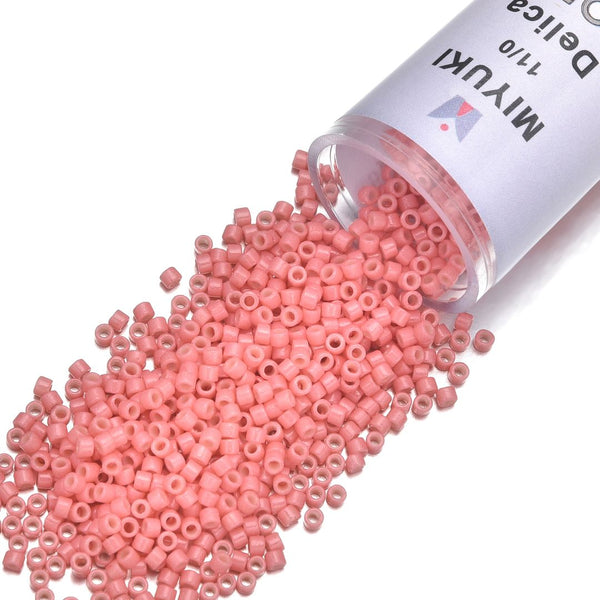 7.5g Miyuki Delica 11/0 Seed Beads, Duracoat Opaque Guava (Pink) DB2115
