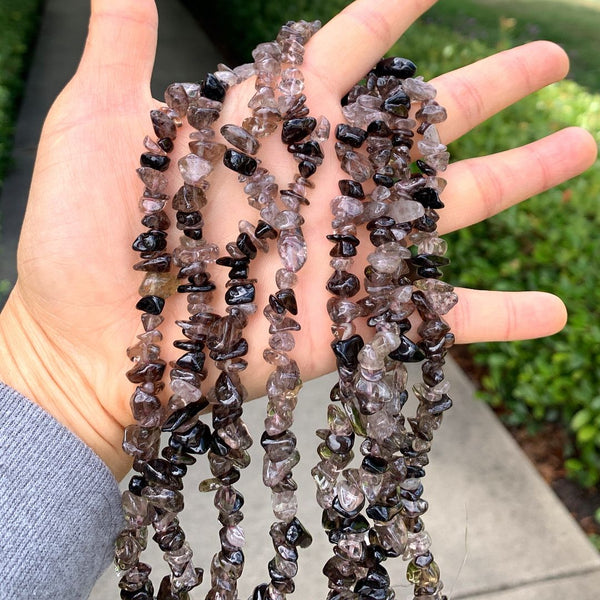 Natural Smoky Quartz Gemstones Chip Beads, Free Form, 5mm-8mm, Hole ID 1mm, 1 Strand/31 Inch, GZ1-18