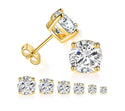 1 pair 18K Yellow Gold Plated Sterling Silver Stud Earrings, 5mm/0.5 Carat Round Cut Cubic Zirconia CZ Diamond, SSE75-5