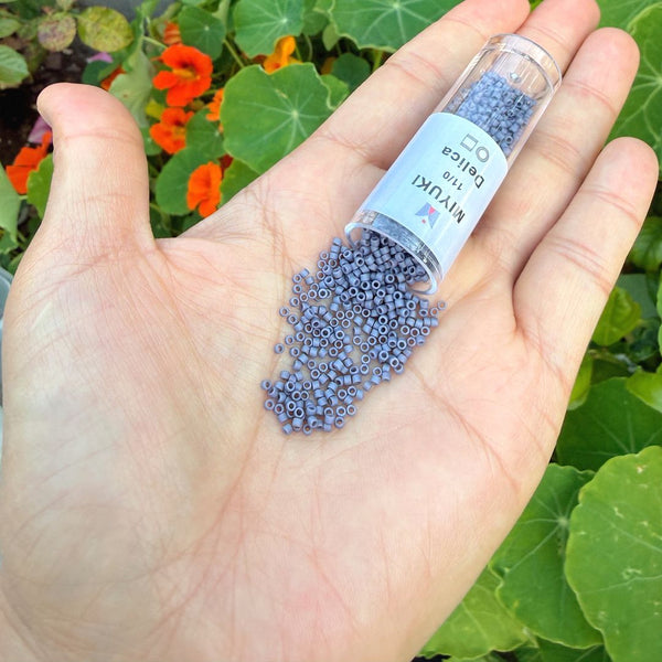 7.5g Miyuki Delica 11/0 Seed Beads, Opaque Matte Glazed Thistle DB2292