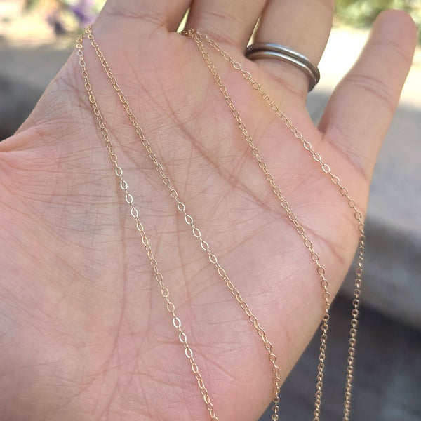 5 Feet 1/20 14K Gold Filled Unfinished Flat Cable Chain Link, 1.5mm Width/Small, Non Tarnish, KG-R3