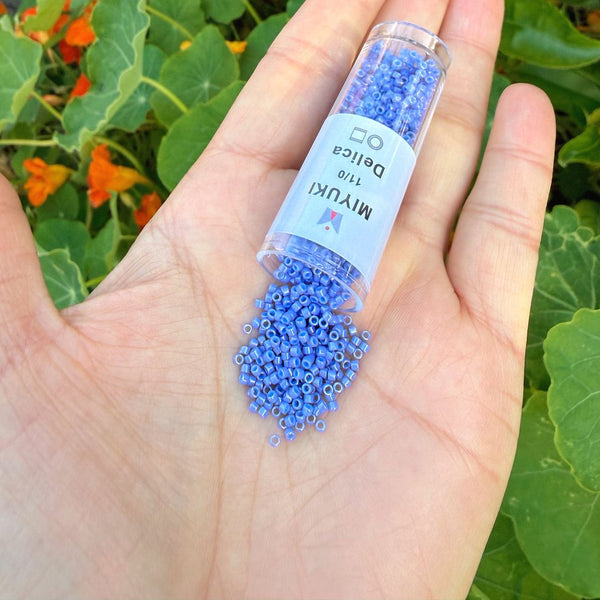 7.5g Miyuki Delica 11/0 Seed Beads, Opaque Bright Purple DB661