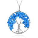 1pc Tree of Life Prosperity Necklace, Natural Blue Howlite Imitation Turquoise Gemstone Pendant, 26 inch Surgical Stainless Steel Chain, GGP9-6