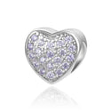 1pc 925 Sterling Silver Love Heart June Birthstone Bead Charm, Light Purple Alexandrite Cubic Zirconia CZ, 10mm, Hole ID 4.5mm, EC1-L6