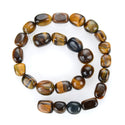Natural Golden Yellow Tigers Eye Gemstone Tumbled Nugget Beads, Irregular, 10mm-13mm, Hole ID 1mm, 1 Strand/15 Inch, GZ4-11