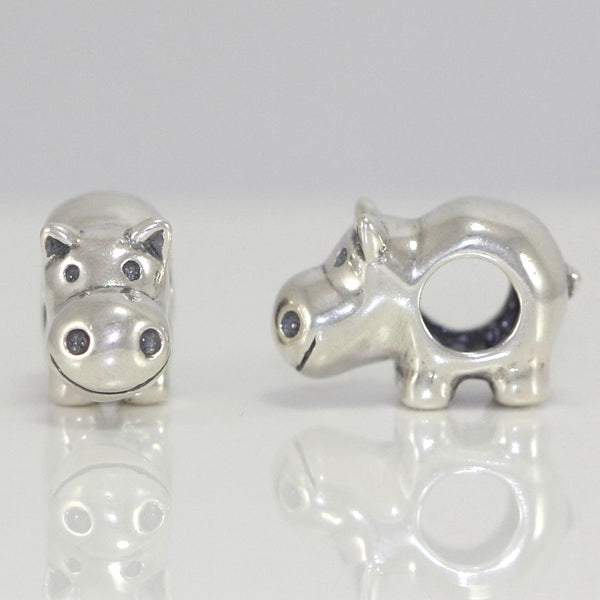 1pc Cute Solid 925 Sterling Silver Happy Hippo Charm Hippopotamus Bead Fits Pandora All Charm Bracelets EC2-N1