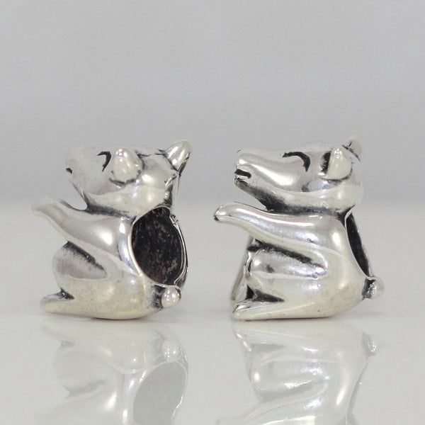 1pc Real Solid Sterling Silver Dog Charm Puppy Bead, Compatible with Pandora All Other Charm Bracelets, EC497