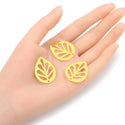 10pcs 30mm Large Cute Leaf Links, Tarnish Resistant, 18K Yellow Gold Plated Brass, BFW-B11