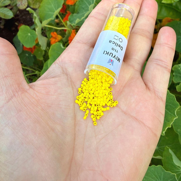 7.5g Miyuki Delica 11/0 Seed Beads, Opaque Matte Yellow DB751