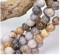 Natural Bamboo Leaf Agate Gemstone Round Beads, 1 Strand/15 Inch, Size Selections: 4mm/6mm/8mm/10mm