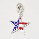 1pc Solid 925 Sterling Silver American Flag Bead Charm, Compatible with Pandora All Other Charm Bracelet, EC654